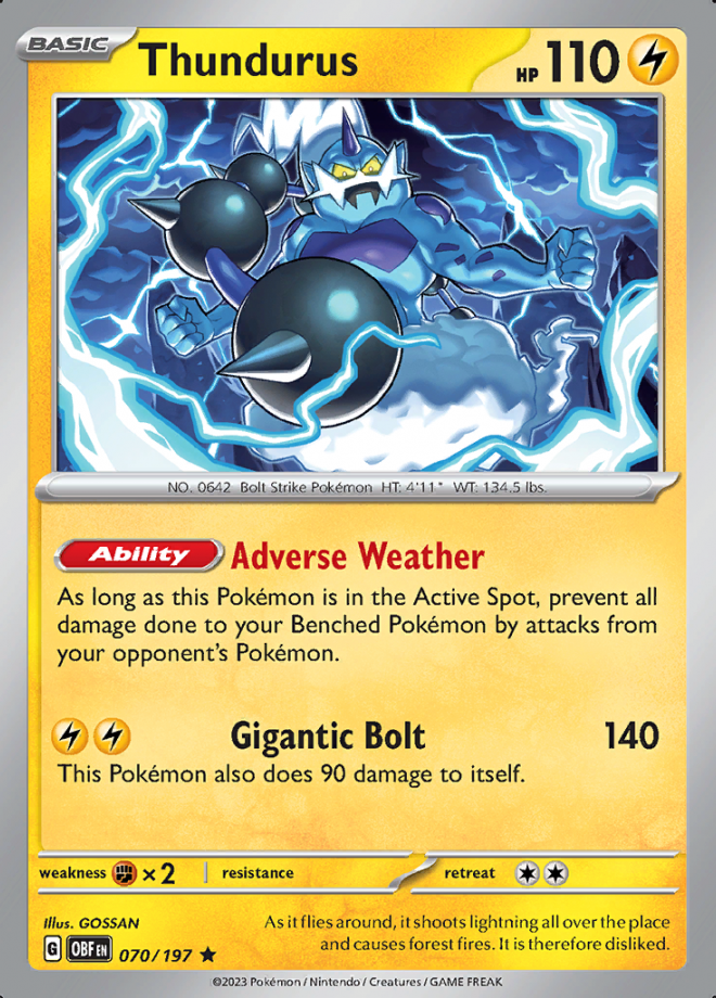 070/197 Thundurus (Rare) sv03 Obsidian Flames